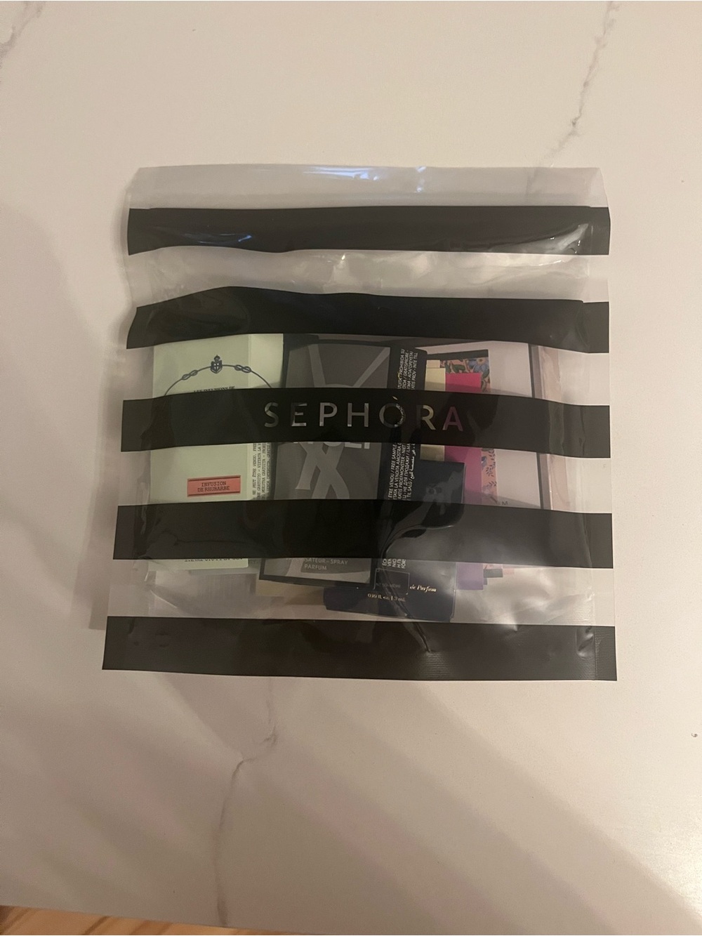 Sephora Black and Clear Striped Cosmetic Pouch set Feb 2026